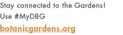 Stay connected to the Gardens! Use #MyDBG botanicgardens.org