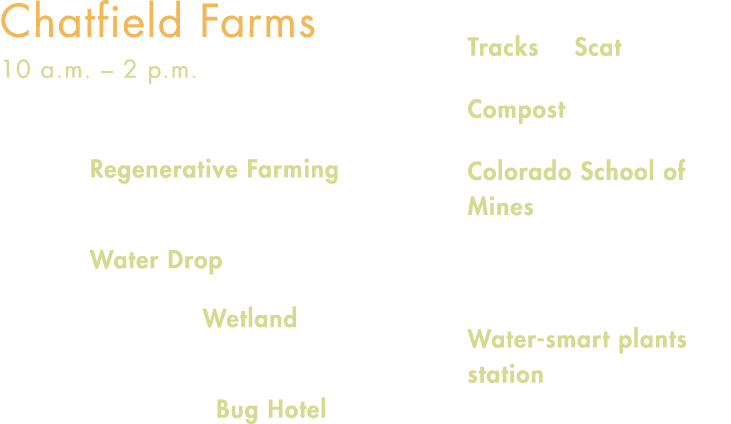Chatfield Farms 10 a.m. – 2 p.m. What Is Regenerative Farming The Life of a Single Water Drop Why Is a Wetland Import...