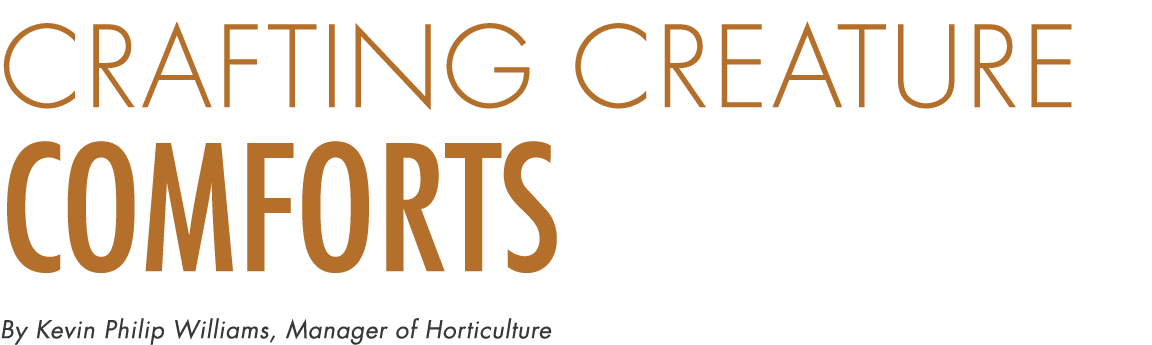 Crafting Creature Comforts By Kevin Philip Williams, Manager of Horticulture