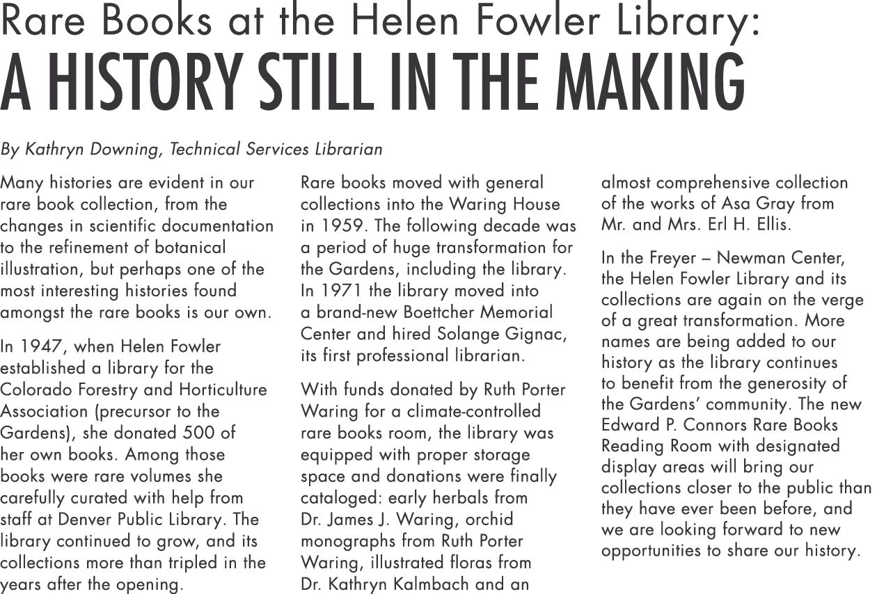 Rare Books at the Helen Fowler Library: A History Still in the Making By Kathryn Downing, Technical Services Libraria   