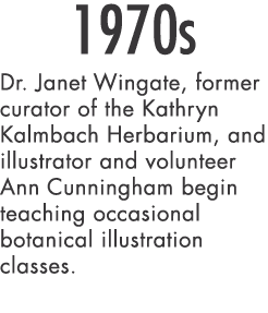 1970s Dr  Janet Wingate, former curator of the Kathryn Kalmbach Herbarium, and illustrator and volunteer Ann Cunningh   