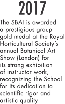2017 The SBAI is awarded a prestigious group gold medal at the Royal Horticultural Society s annual Botanical Art Sho   