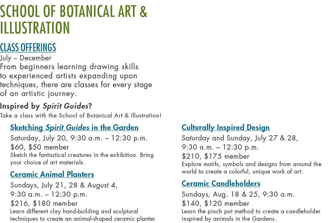 School of Botanical Art & Illustration Class Offerings July – December From beginners learning drawing skills to expe...
