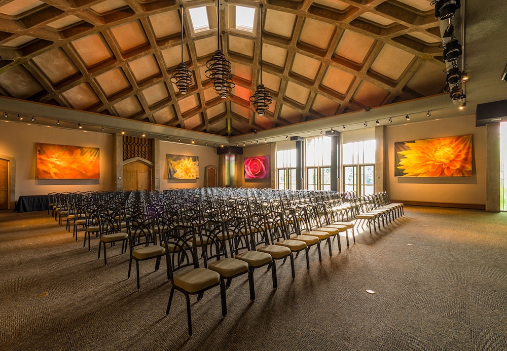 Mitchell Hall set up for a theater setting