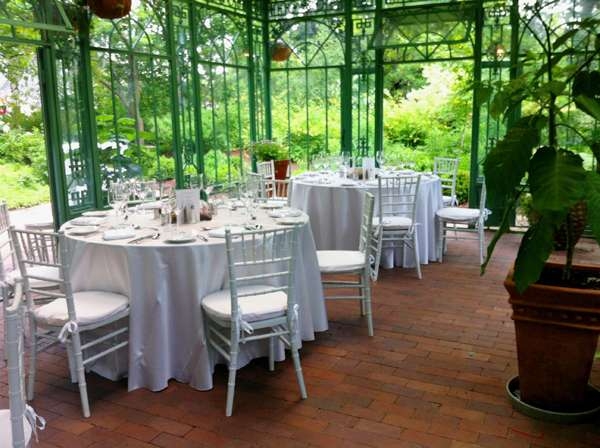 Tables set up in the solarium
