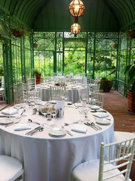 Tables set up in the solarium