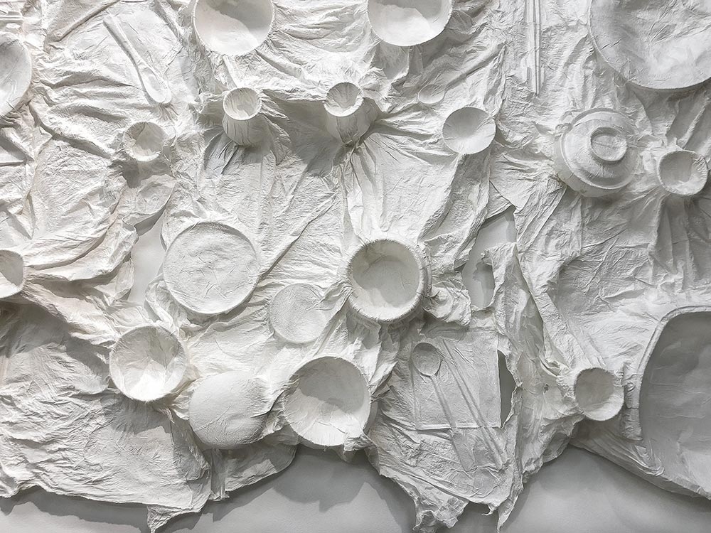 Sammy Lee, “A Very Proper Table Setting,” hanji (Korean mulberry paper), ongoing series, 2017 - present. 