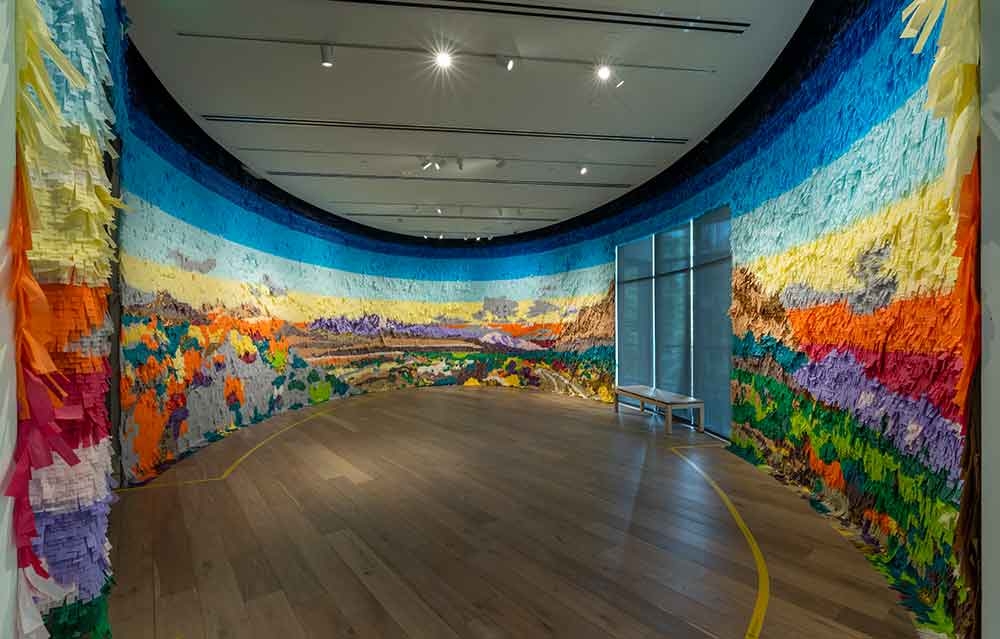Justin Favela, “Vistas in Color,” tissue paper and cardboard, 2023. 