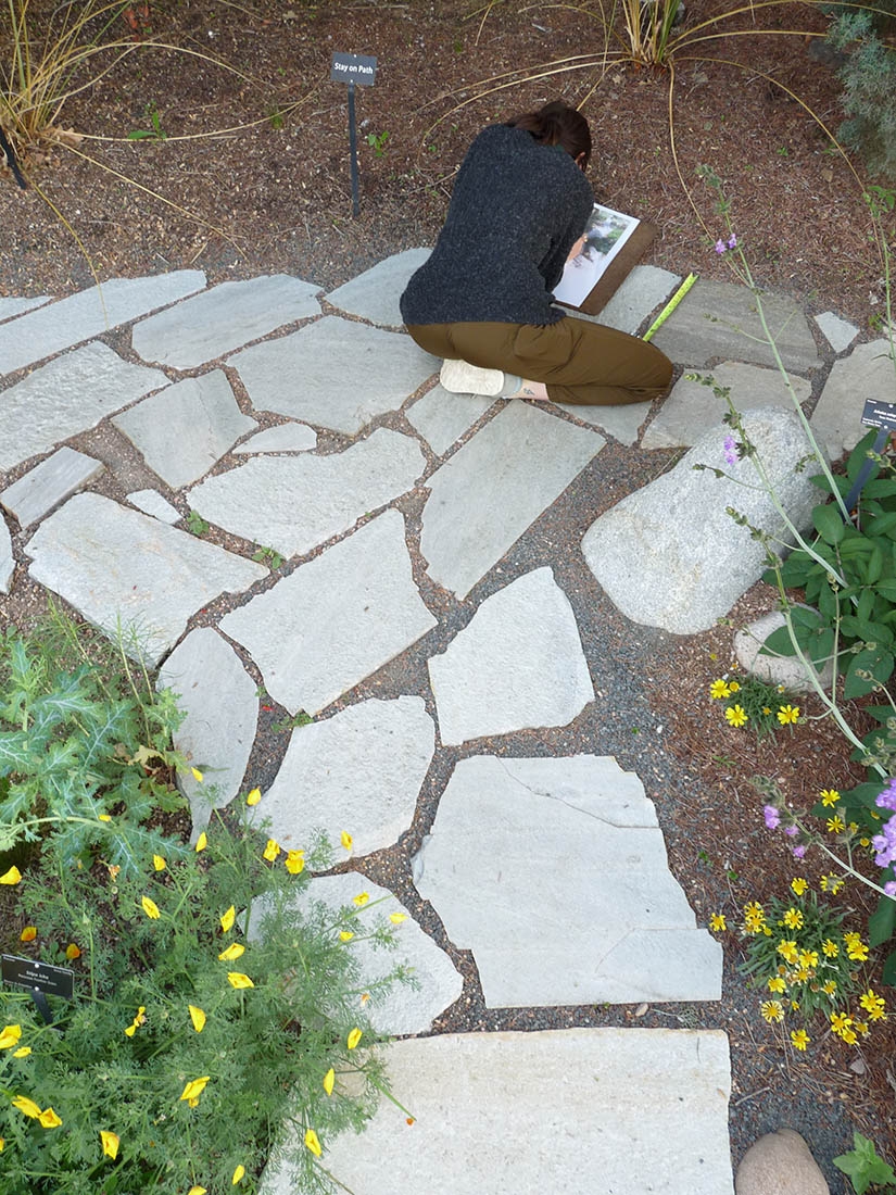 Measuring flagstone to map the path