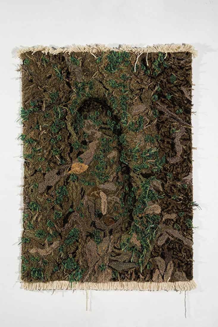 Alexandra Kehayoglou, "Hunter’s Footprint," textile wool, 2020. 