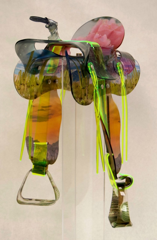 Maeve Eichelberger, "The Neon Desert," UV inks on hand-formed and neon acrylic, 2023.