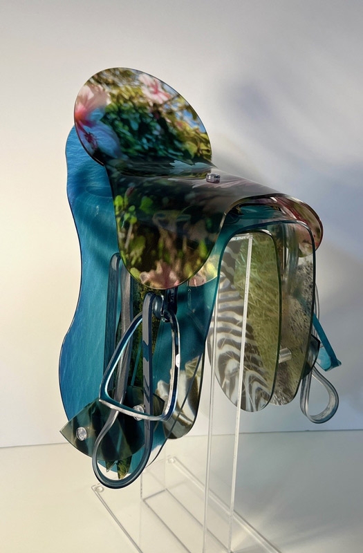 Maeve Eichelberger, "Moonbeams and Fairytales," UV inks on hand-formed acrylic, 2021.