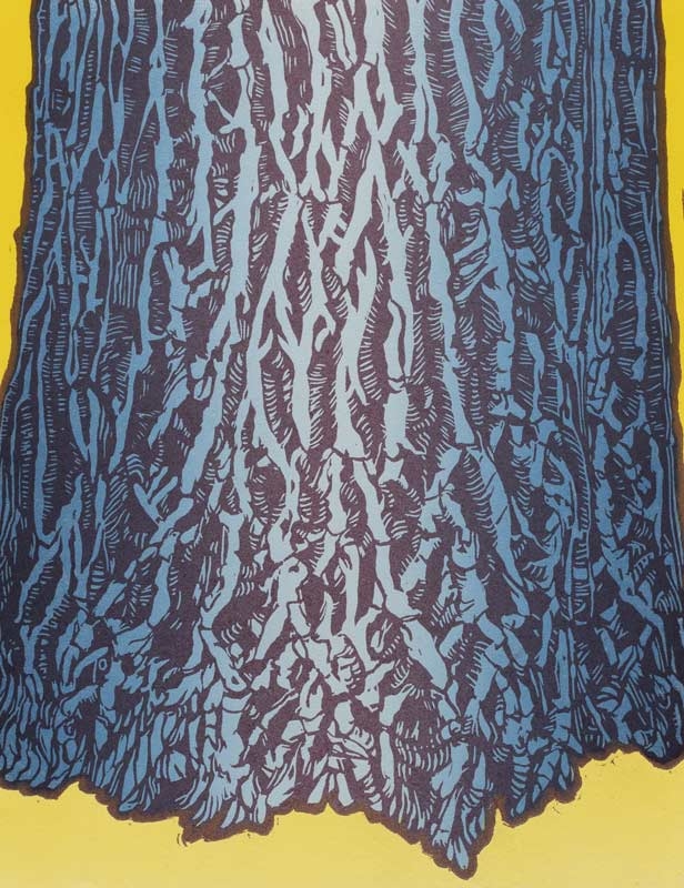 Raymundo Muñoz, "Trunk 1 Version 2," linocut print and monotype print, 2023.