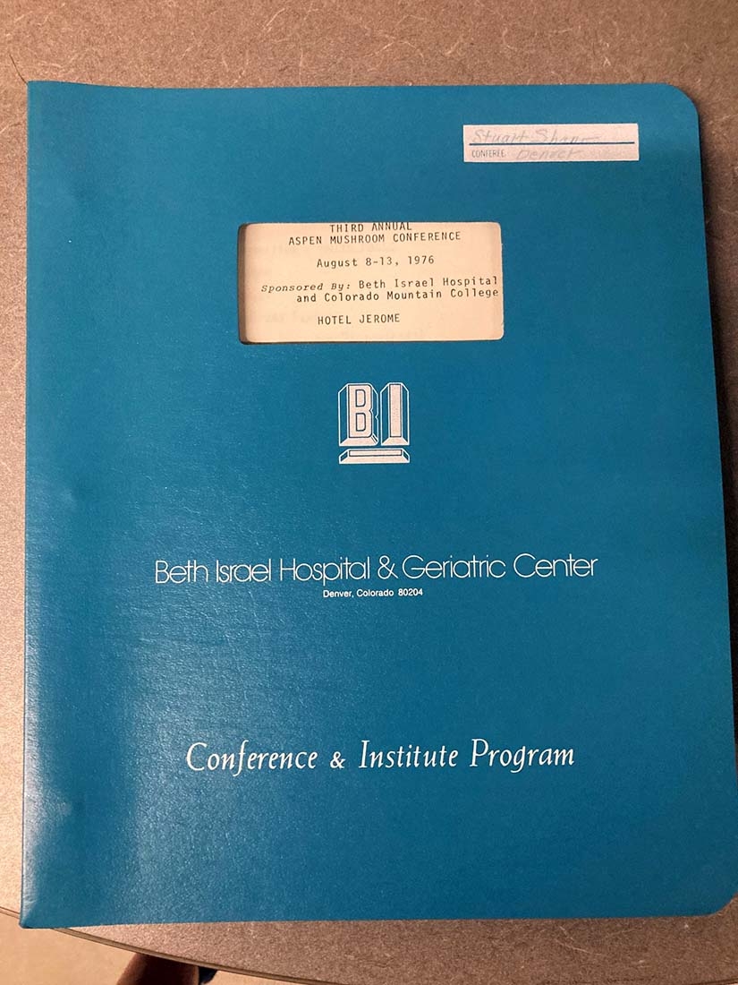 Blue binder from 1970s conference