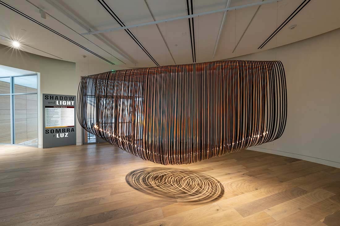 Hanging copper coils in artwork