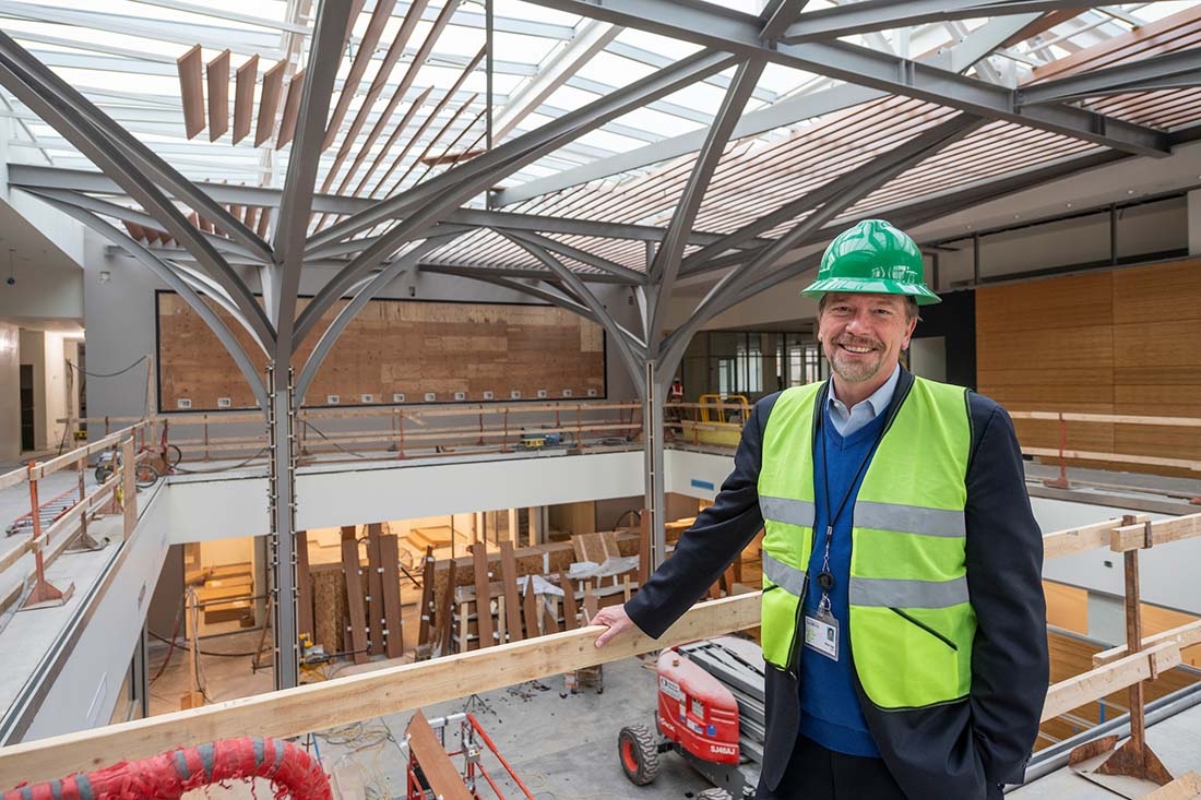Brian Vogt in hardhat on construction site