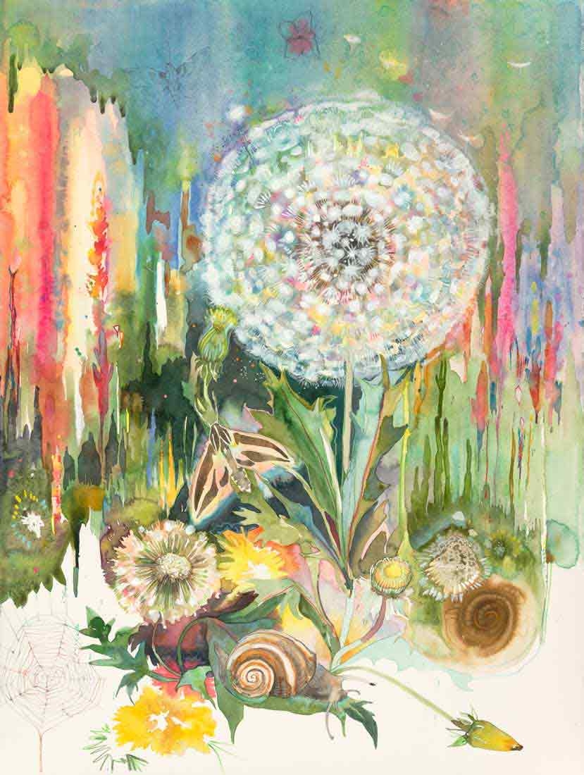 Laura Ball, "Fluff Shimmer Slime," watercolor, 2024. Artwork © Laura Ball. Photo by Chrome Digital. 