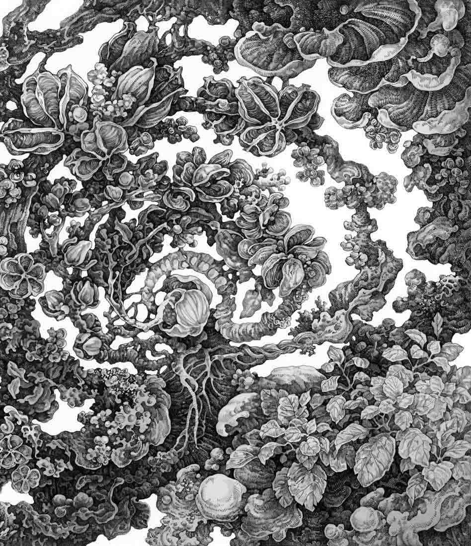 Song Kang, "Seedling," ink and acrylic paint, 2022.