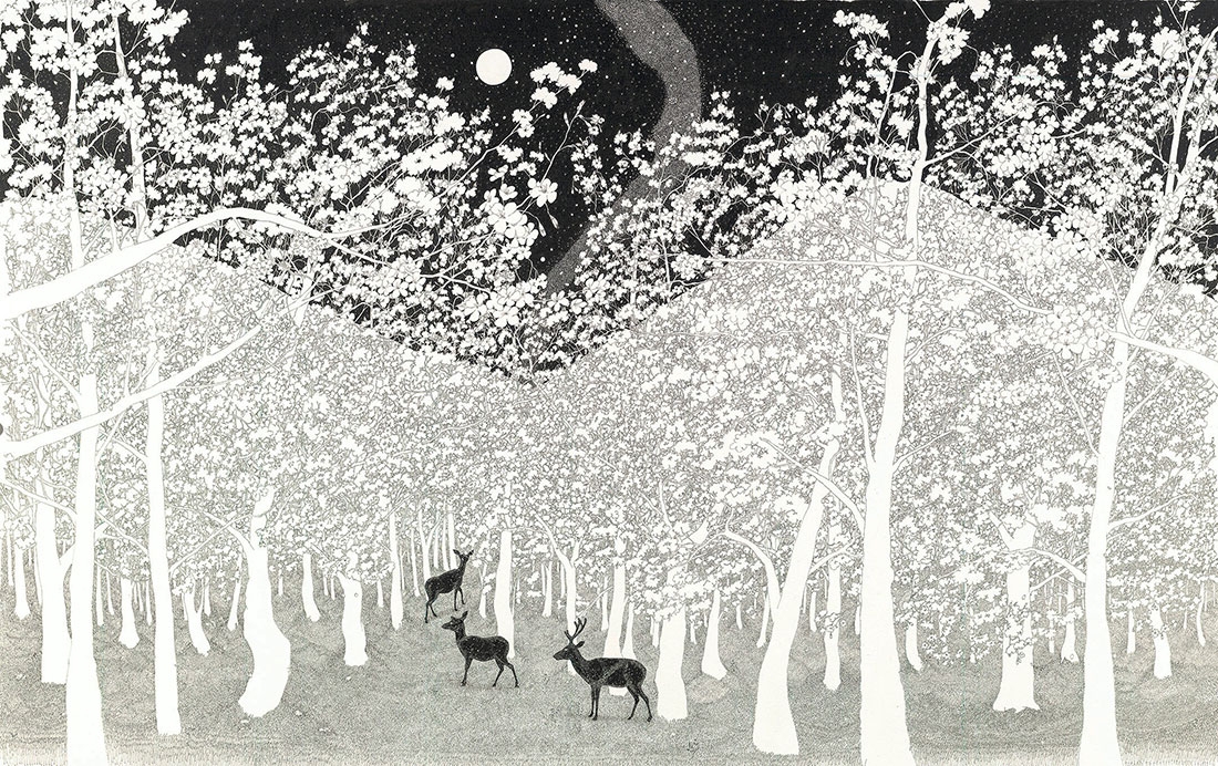 Izumi Yokoyama, "Realm of Unknown," ink, 2021.