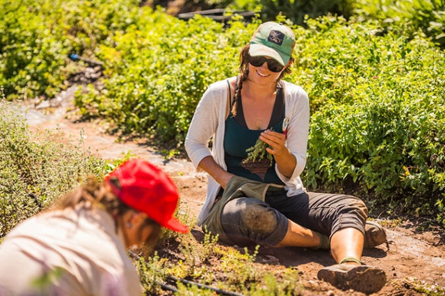 two friends gardening