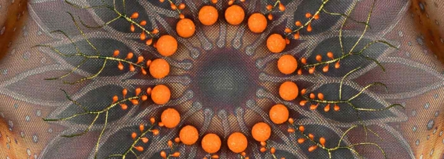 stainless steel mesh, copper wire, brass wire, silicone and acrylic medium